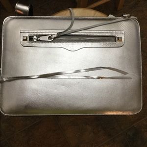 Rebecca Minkoff leather silver laptop/ipad case